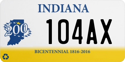 IN license plate 104AX