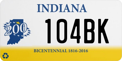 IN license plate 104BK