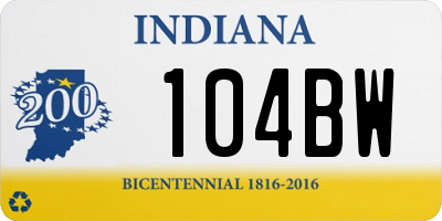 IN license plate 104BW