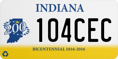 IN license plate 104CEC