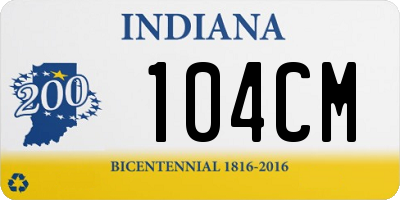 IN license plate 104CM