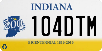 IN license plate 104DTM