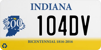IN license plate 104DV