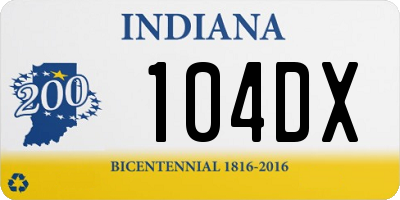 IN license plate 104DX