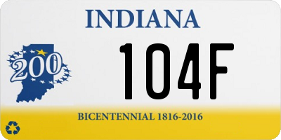 IN license plate 104F