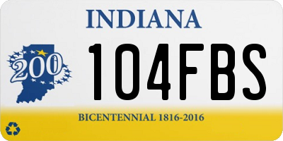 IN license plate 104FBS