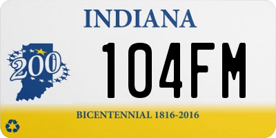 IN license plate 104FM