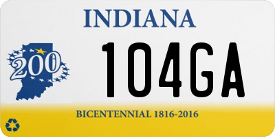 IN license plate 104GA