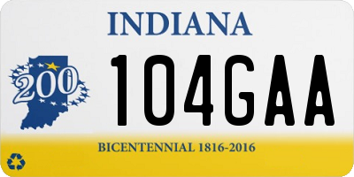 IN license plate 104GAA