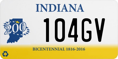 IN license plate 104GV