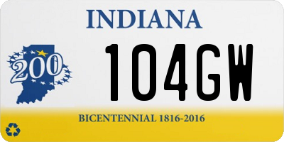 IN license plate 104GW