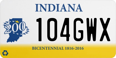 IN license plate 104GWX