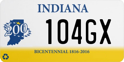 IN license plate 104GX