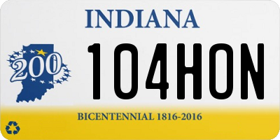 IN license plate 104HON