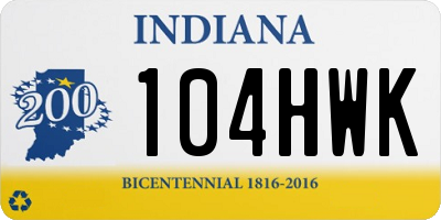 IN license plate 104HWK