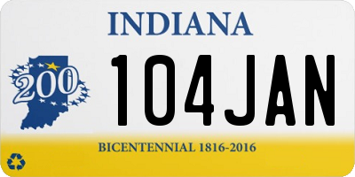IN license plate 104JAN