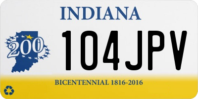 IN license plate 104JPV