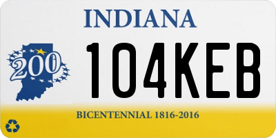 IN license plate 104KEB