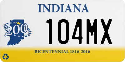 IN license plate 104MX