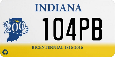 IN license plate 104PB