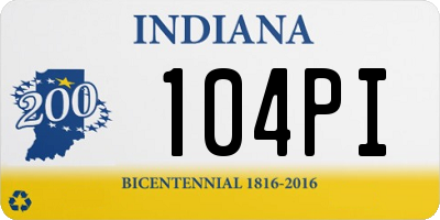 IN license plate 104PI