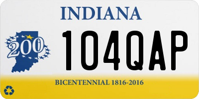 IN license plate 104QAP