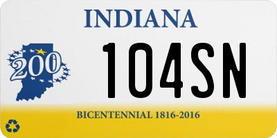 IN license plate 104SN