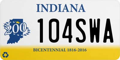 IN license plate 104SWA