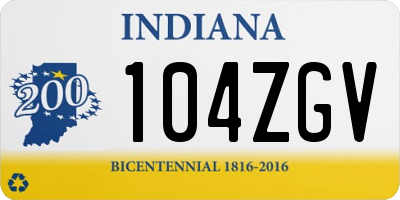 IN license plate 104ZGV