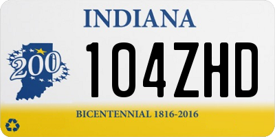 IN license plate 104ZHD
