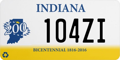 IN license plate 104ZI