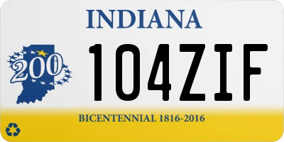 IN license plate 104ZIF