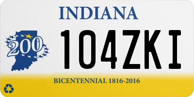 IN license plate 104ZKI