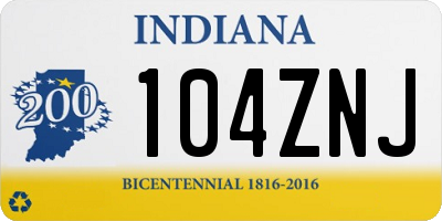 IN license plate 104ZNJ