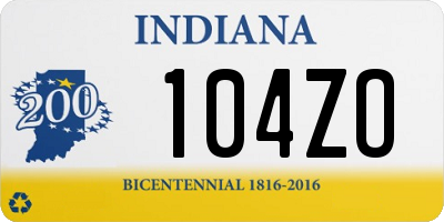 IN license plate 104ZO