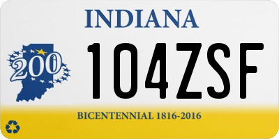 IN license plate 104ZSF