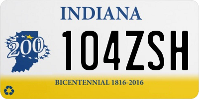 IN license plate 104ZSH