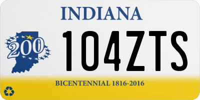 IN license plate 104ZTS