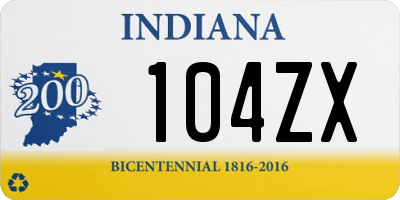 IN license plate 104ZX