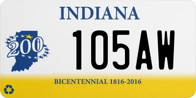 IN license plate 105AW