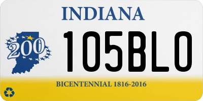 IN license plate 105BLO
