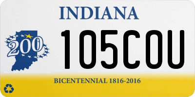 IN license plate 105COU