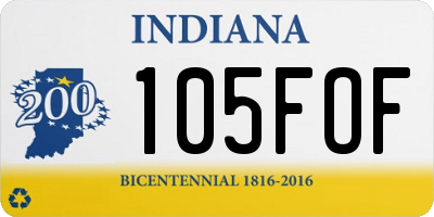 IN license plate 105FOF
