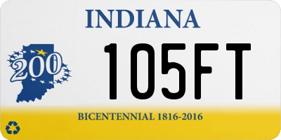 IN license plate 105FT