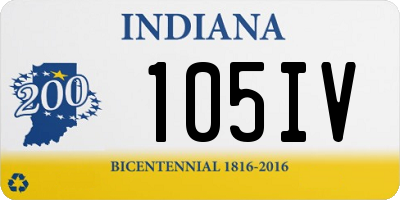 IN license plate 105IV