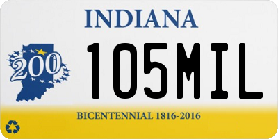 IN license plate 105MIL