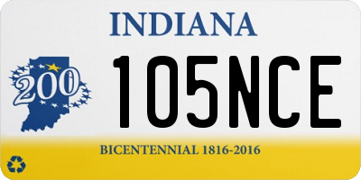 IN license plate 105NCE