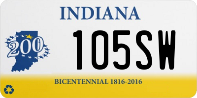 IN license plate 105SW