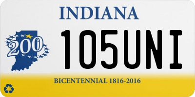 IN license plate 105UNI