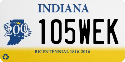 IN license plate 105WEK